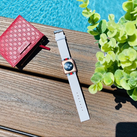 Luxury Nylon Red Green Stripe Apple Watch Band - Picture 6 of 6